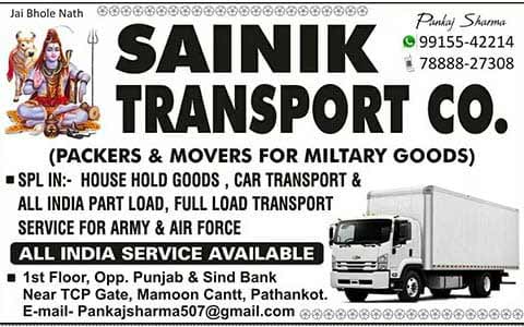 sainik transport packers and movers visiting card